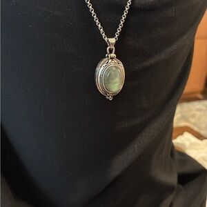 Silver Labradorite Locket Pendant with 20” Chain.